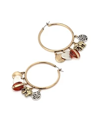 Robert Lee Morris Soho Faux Stone Heirloom Charms Hoop Earrings