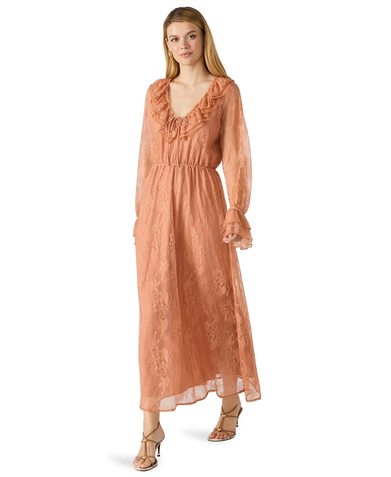 Steve Madden Women's Rosabella Ruffle Collar Midi Dress