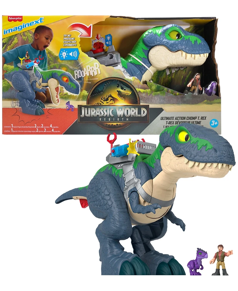 Imaginext Fisher-Price Jurassic World Rebirth Ultimate Action Chomp T. Rex Dino Toy and Action Figures