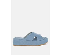 London Rag Karbi Denim Flatform Slip Ons Women
