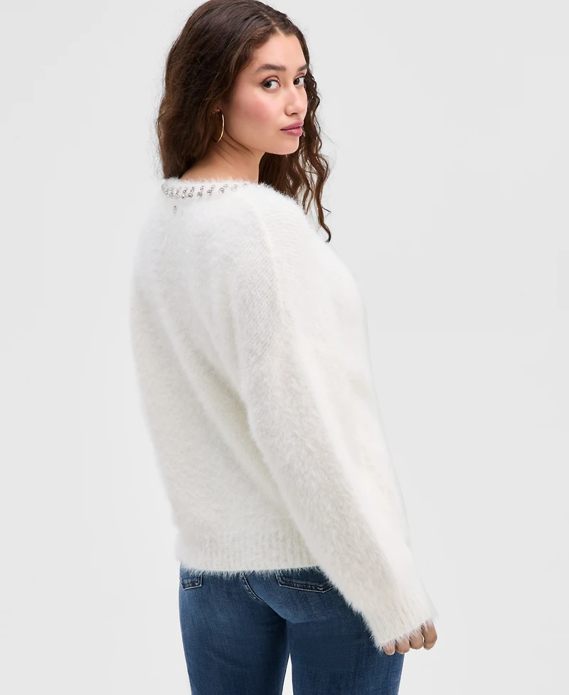 Guess Women's Arisa Rhinestone-Trim Sweater