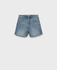 Mango Women's Frayed Hem Denim Shorts