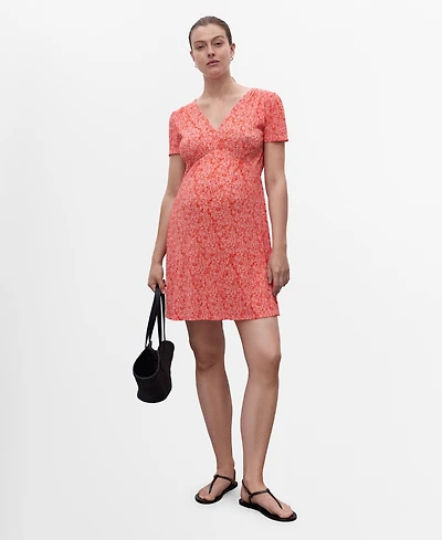 Mango Women's Short Floral Textured Dress