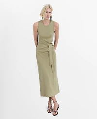 Mango Women's Knot Detail Cotton Midi Dress