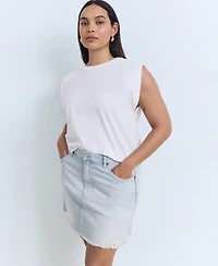 Mango Women's Frayed Hem Denim Skirt