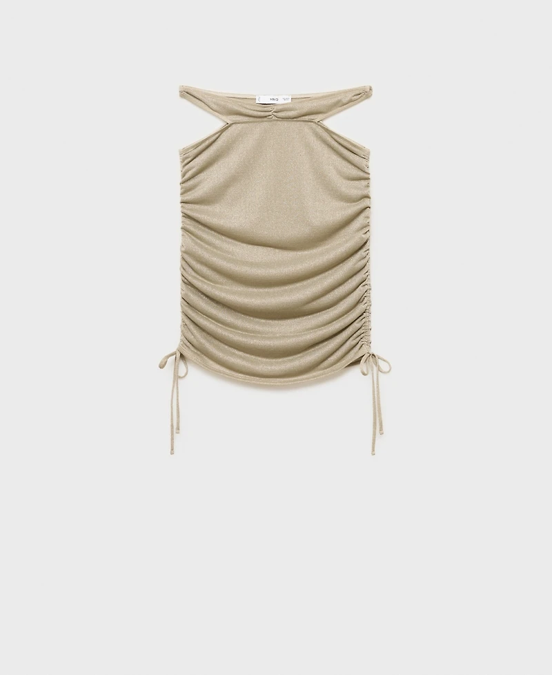 Mango Women's Lurex Cut-Out Gathered Skirt