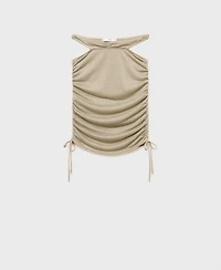 Mango Women's Lurex Cut-Out Gathered Skirt