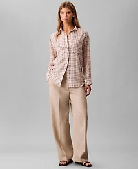 Calvin Klein Women's Printed Classic Button-Front Shirt