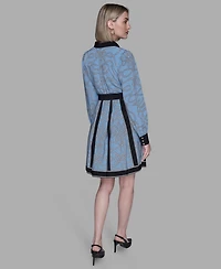 Karl Lagerfeld Paris Women's Printed Long Sleeves Dress