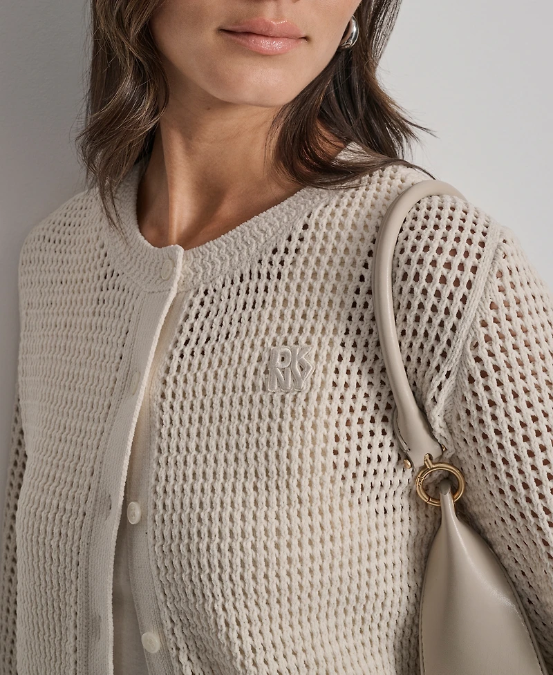 Dkny Jeans Women's Baby Chenille Open-Stitch Long-Sleeve Cardigan