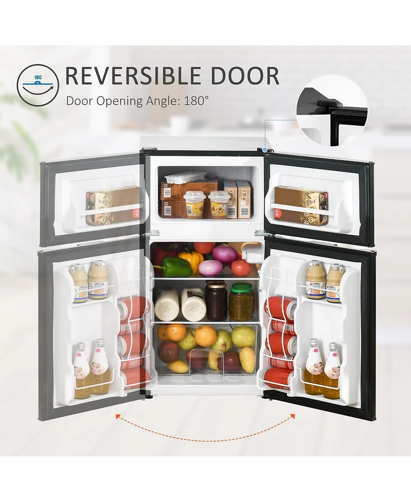Homcom 3.2 Cu.Ft Mini Fridge with Freezer and Adjustable Shelf