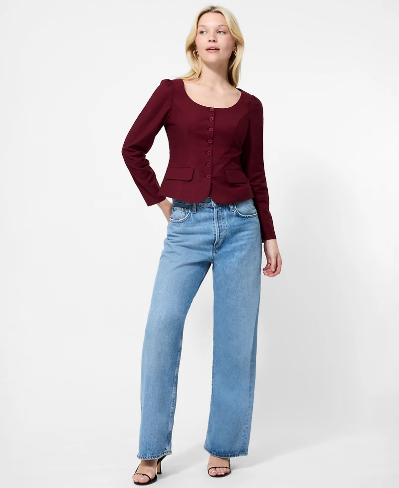 French Connection Women's Long Sleeves Poplin Top