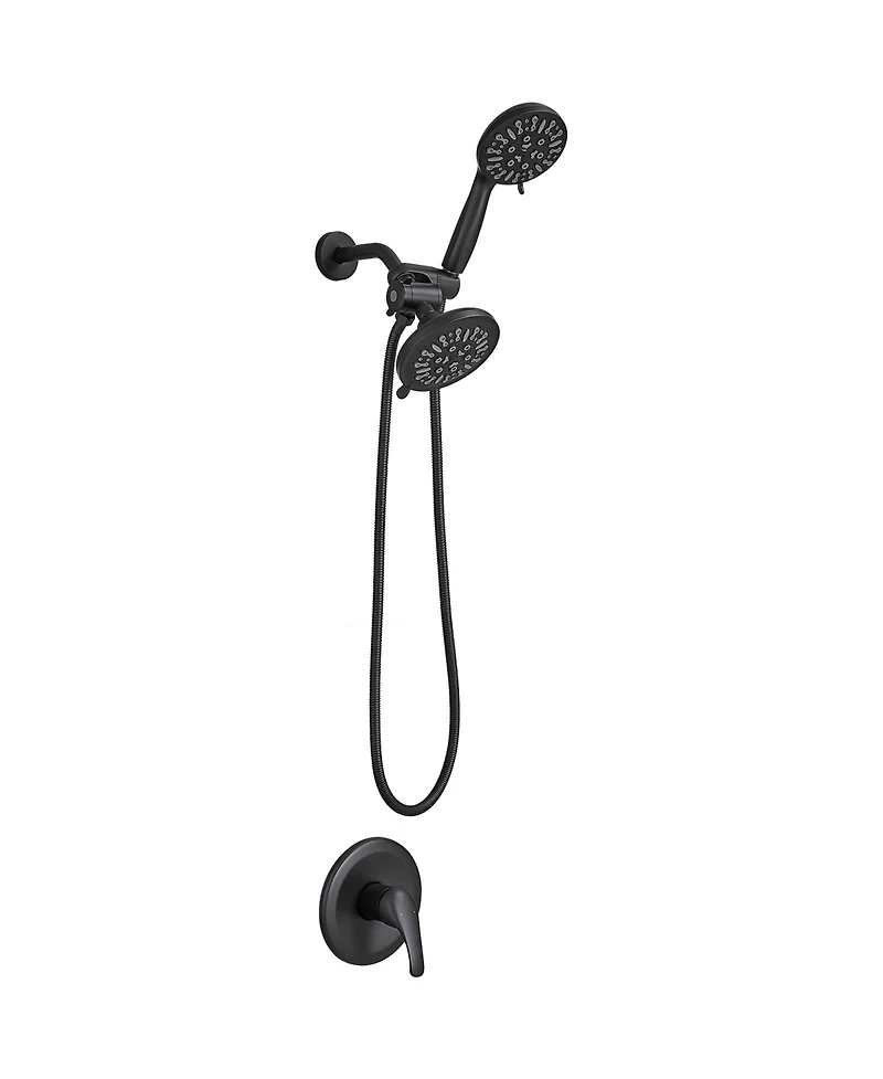 Greenspring Single-Handle 1-Spray Round Rain Shower Faucet Combo Set with Dual Function Pressure Balance Valve in Brushed Nickel