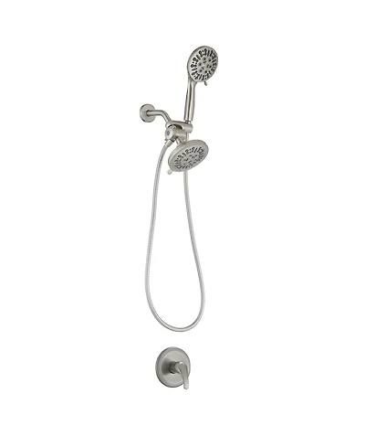 Greenspring Single-Handle 1-Spray Round Rain Shower Faucet Combo Set with Dual Function Pressure Balance Valve Brushed Nickel