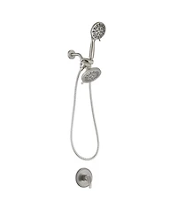 Greenspring Single-Handle 1-Spray Round Rain Shower Faucet Combo Set with Dual Function Pressure Balance Valve Brushed Nickel