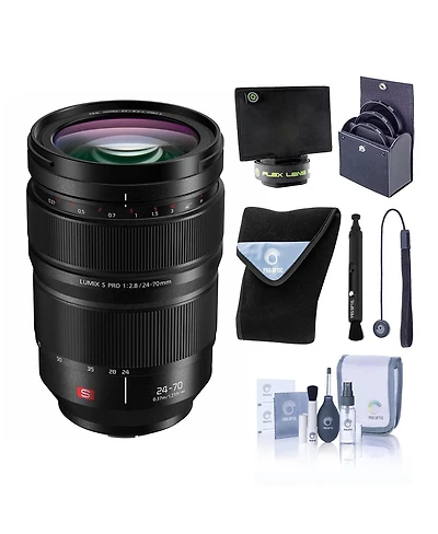 Panasonic Lumix S Pro 24-70mm f/2.8 Lens, Bundle with 82mm Filter Kit, Lens Wrap, Lens Shade and Cleaning Kit