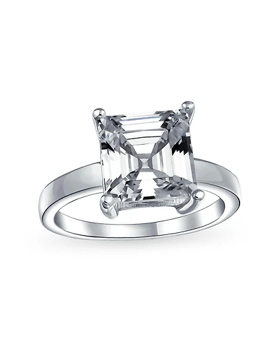 Bling Jewelry Classic 3CT Cz Square Asscher Cut Cubic Zirconia Solitaire Promise Ring Sterling Silver