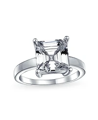 Bling Jewelry Classic 3CT Cz Square Asscher Cut Cubic Zirconia Solitaire Promise Ring Sterling Silver