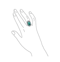 Bling Jewelry Western Style Filigree Oval Cabochon Full Finger Statement Blue Turquoise Ring Oxidized Sterling Silver