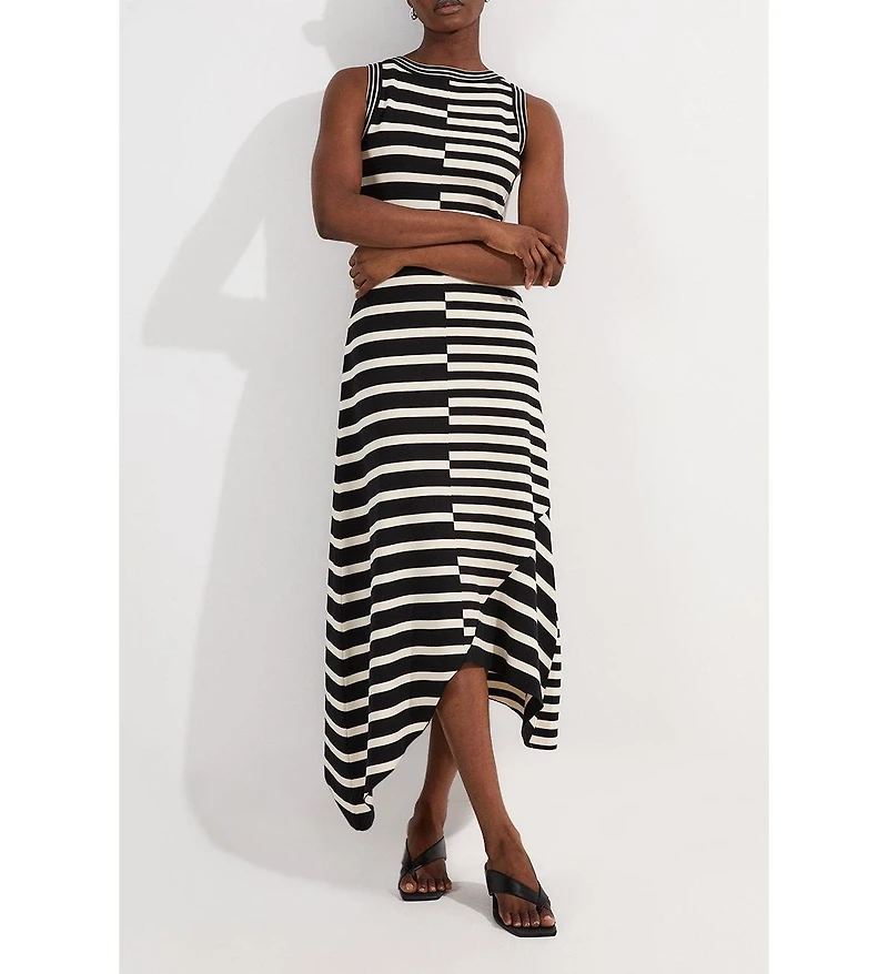 Karen Millen Stripe Sleeveless Knitted Midi Dress
