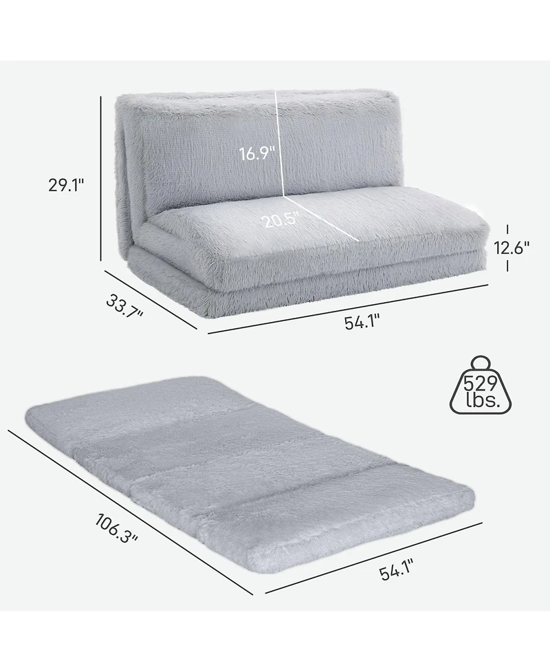Homcom Bean Bag Floor Sofa Bed, Plush Folding Floor Mattress, Light