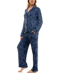 Roudelain Women's 2-Piece Long Sleeve Top and Printed Pajama Set