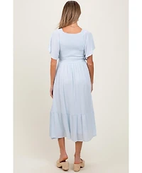 Pinkblush Maternity Light Blue Smocked Ruffle Dress