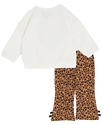 Rare Editions Baby Girl 2-Piece Cheetah Applique Sweatshirt with Flared Leggings Set