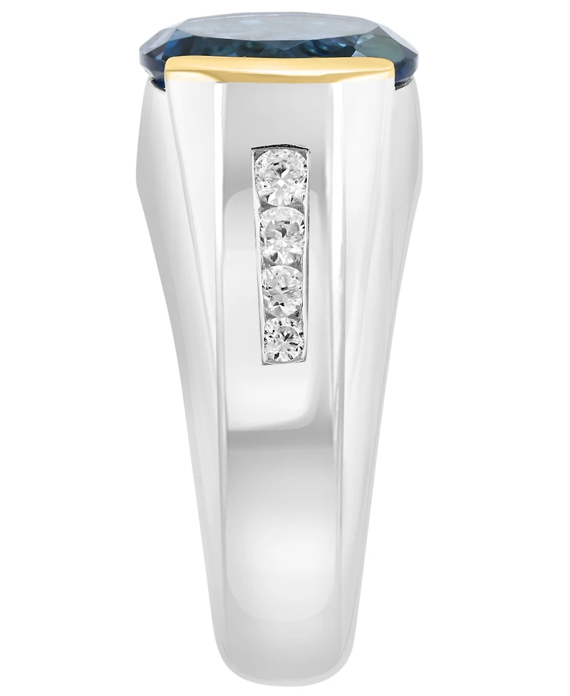 Effy Collection London Blue Topaz (6 ct. t.w.) and White Zircon (5/8 ct. t.w.) Ring in 14K Gold over Sterling Silver