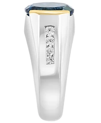 Effy Collection London Blue Topaz (6 ct. t.w.) and White Zircon (5/8 ct. t.w.) Ring in 14K Gold over Sterling Silver