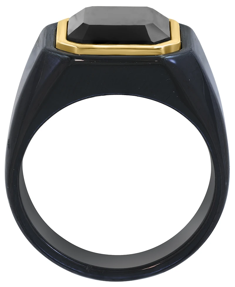 Effy Collection Men's Onyx Ring in 14K Gold over Silver