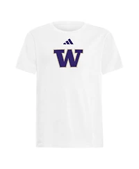 Adidas Big Boys and Girls White Washington Huskies 2023 Sideline Locker Room Logo Fresh T-Shirt