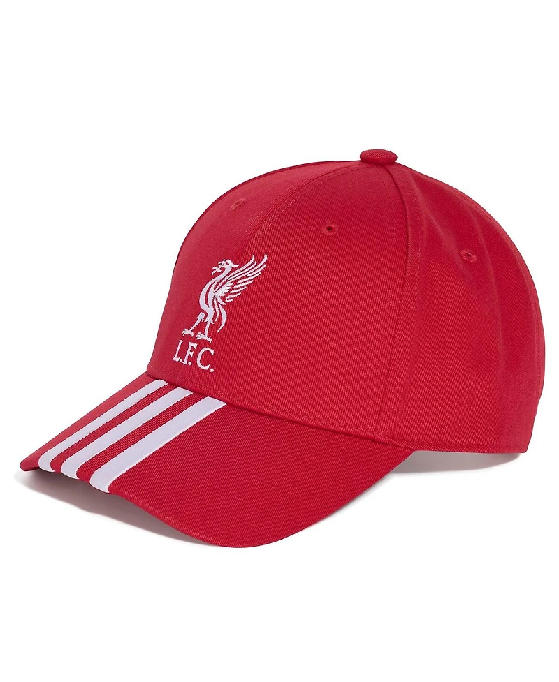 Adidas Men's and Women's Red Liverpool Three-Stripe Dad Adjustable Hat