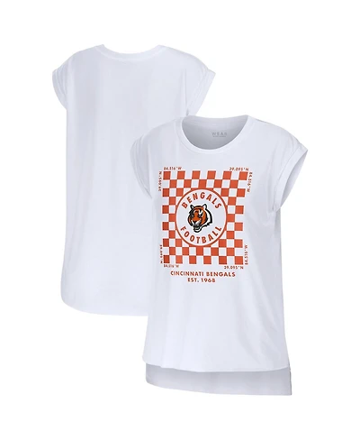 Wear by Erin Andrews Women's White Cincinnati Bengals Checker Muscle Tank Top