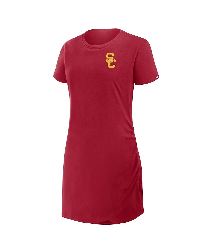 Fanatics Women's Cardinal Usc Trojans Ruched Drape T-Shirt Dress