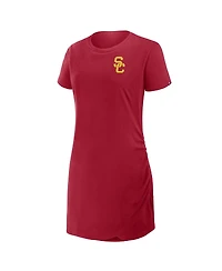 Fanatics Women's Cardinal Usc Trojans Ruched Drape T-Shirt Dress