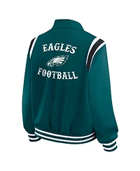 Wear by Erin Andrews Women's Midnight Green Philadelphia Eagles Varsity Lightweight Full-Snap Jacket