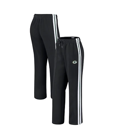 Wear by Erin Andrews Women's Black Green Bay Packers Color-Block Straight Leg Pants
