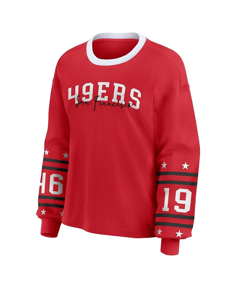 Wear by Erin Andrews Women's Scarlet San Francisco 49ers Sport Long-Sleeve T-Shirt