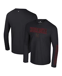 Colosseum Men's Black Nebraska Huskers Color Pop Active Blend 2-Hit Long Sleeve T-Shirt