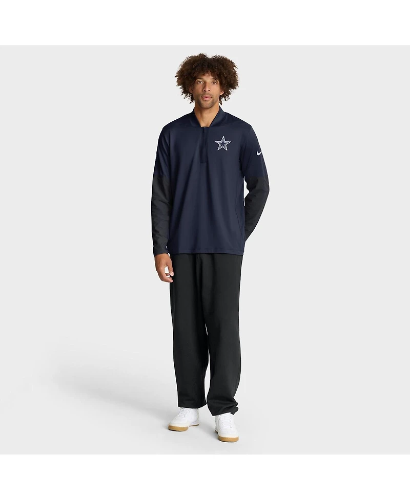 Nike Men's Navy Dallas Cowboys Sideline Dri-fit Half-Zip Pullover