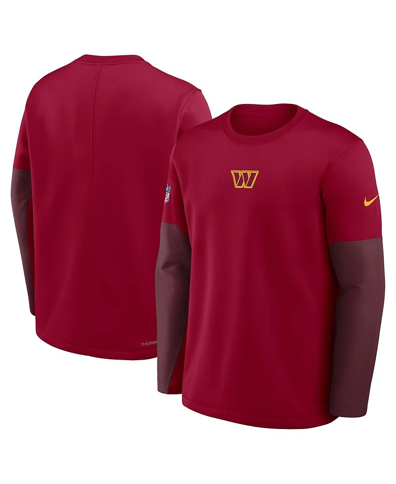 Nike Men's Burgundy Washington Commanders Sideline Scripted to Win Performance Long Sleeve T-Shirt