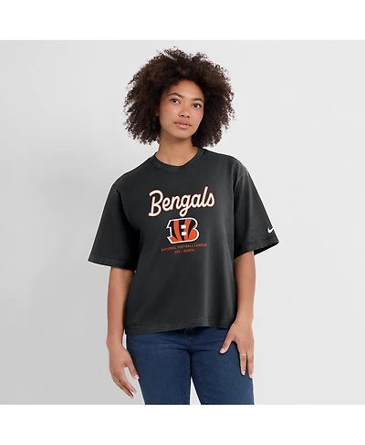 Nike Women's Black Cincinnati Bengals Essential Script Relaxed Boxy T-Shirt