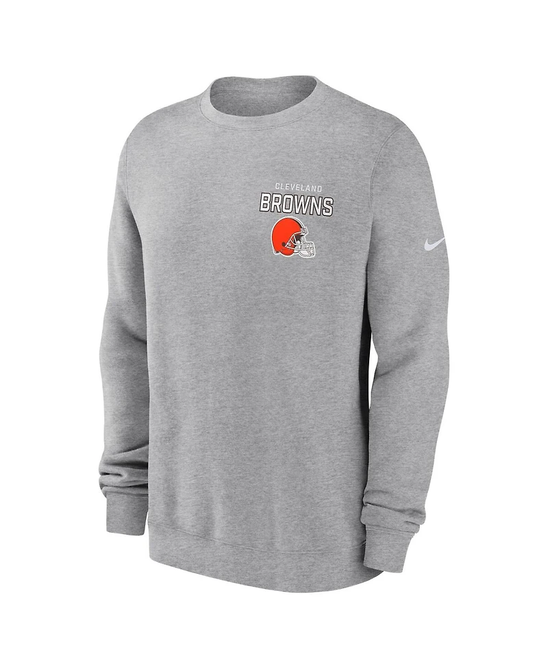Nike Men's Heather Gray Cleveland Browns Primetime Club Fleece Pullover Sweatshirt