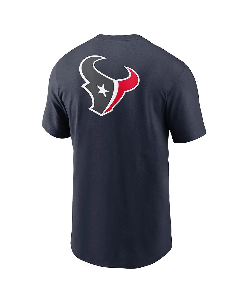 Nike Men's Navy Houston Texans Rewind Front and Back Hit Essential T-Shirt