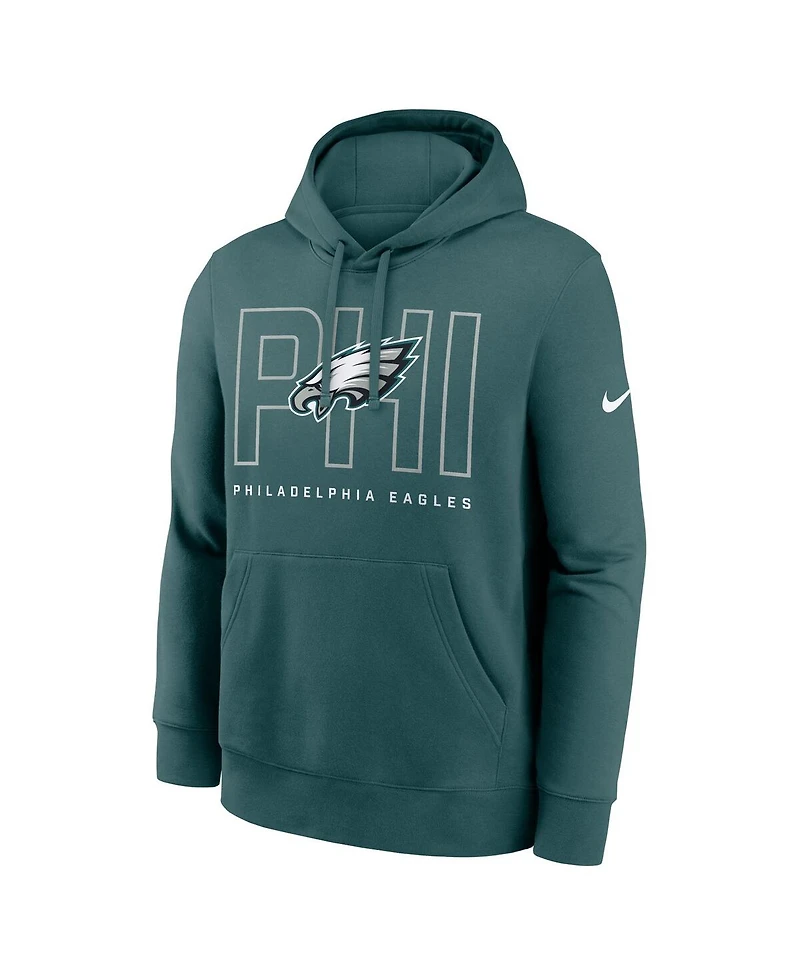 Nike Men's Midnight Green Philadelphia Eagles Busted Play Club Fleece Pullover Hoodie