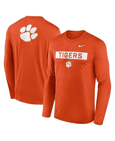 Nike Men's Orange Clemson Tigers Primetime Campus 2-Hit Legend Long Sleeve T-Shirt