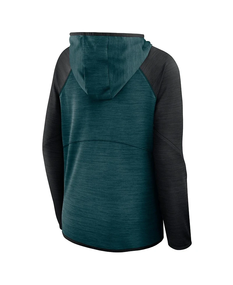 Fanatics Women's Midnight Green/Black Philadelphia Eagles Redzone End Around Pass Raglan Full-Zip Hoodie