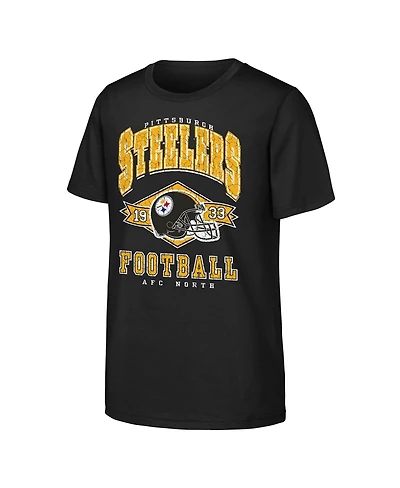 Outerstuff Big Boys and Girls Black Pittsburgh Steelers Kick Off T-Shirt