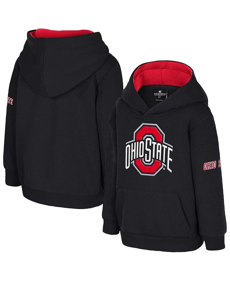 Colosseum Toddler Black Ohio State Buckeyes Big Logo Volume Fleece Pullover Hoodie